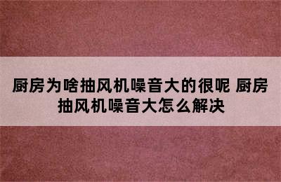 厨房为啥抽风机噪音大的很呢 厨房抽风机噪音大怎么解决